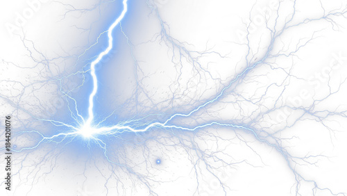 a blue lightning bolt in the dark sky