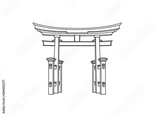 Traditional Japanese Torii Gate Illustration