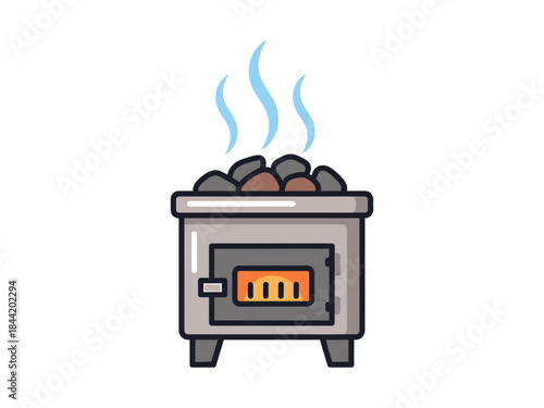 Sauna stove with steam and stones