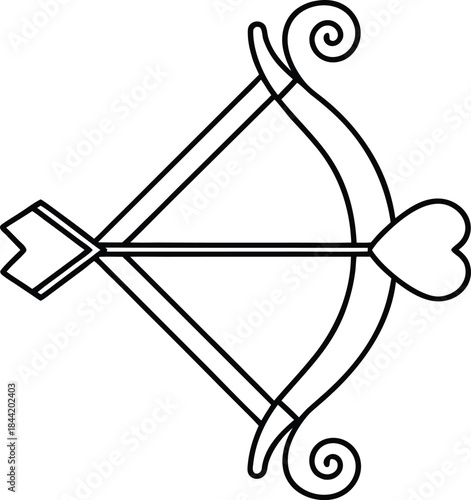love arrow bow outline vector illustration on transparent background