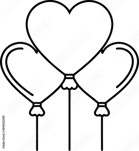 love balloon outline vector illustration on transparent background