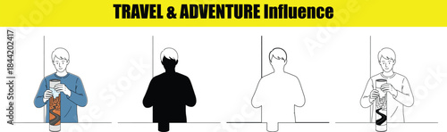 Man holding a cylindrical object with a winding path inside travel adventure