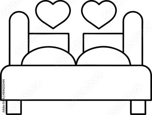 love bed outline vector illustration on transparent background