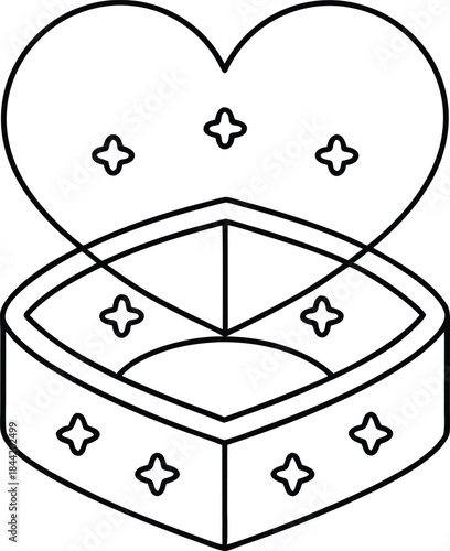 love box open outline vector illustration on transparent background