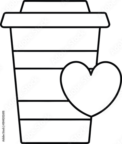 love coffee outline vector illustration on transparent background