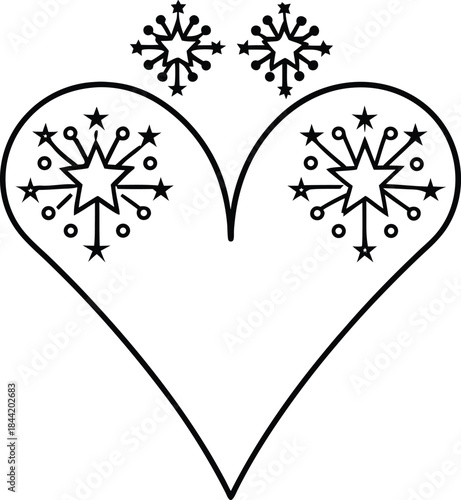 love fireworks outline vector illustration on transparent background