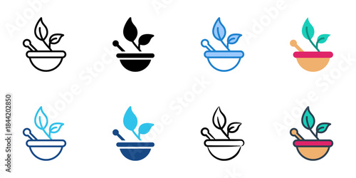Herbs icon set multiple style vector collection. Editable Stroke 

