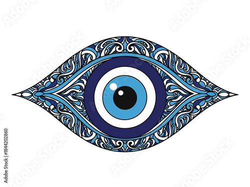 Intricate Blue Evil Eye Protection Amulet Design