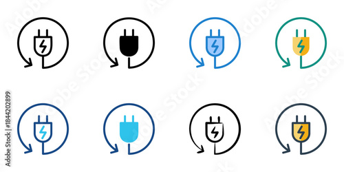 Clean energy icon set multiple style vector collection. Editable Stroke 
