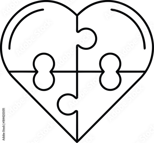 love puzzle piece outline vector illustration on transparent background