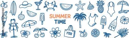 Summer Time Beach and Vacation Icons Collection holiday