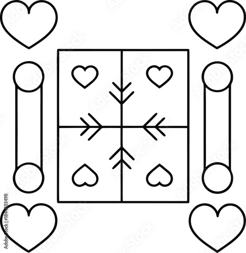 romantic plan outline vector illustration on transparent background