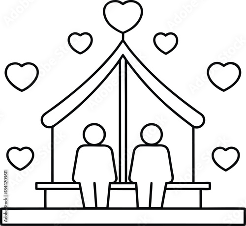 romantic time outline vector illustration on transparent background