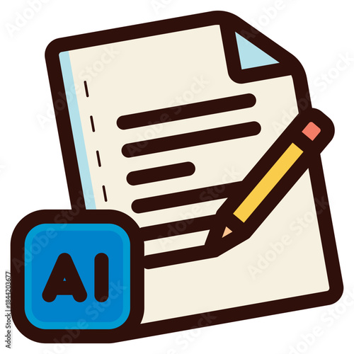 ai powered content writer icon illustration
