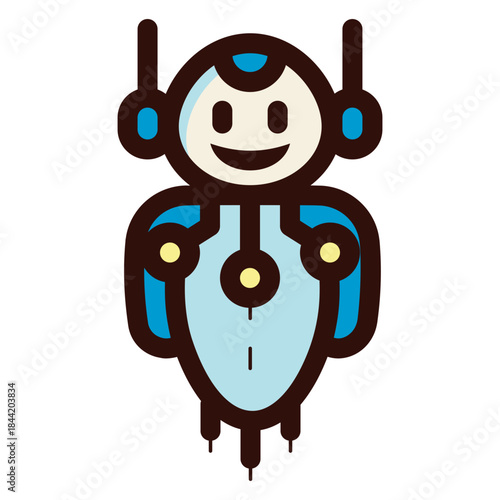 personal flying AI robot assistant icon illustration