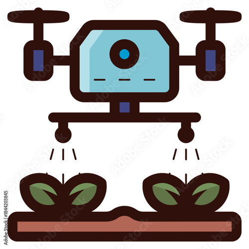 smart farming using drone icon illustration