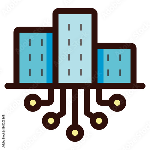 smart tech city building icon illustration