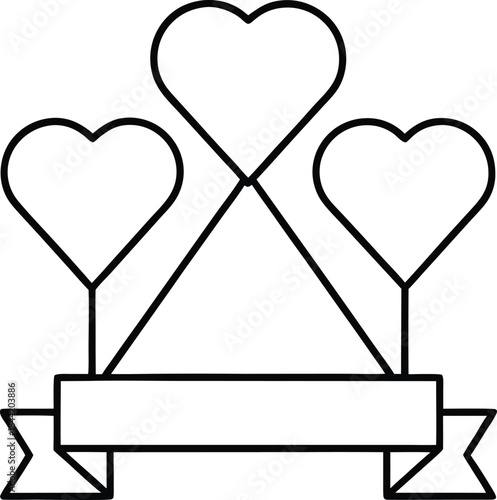 valentine label outline vector illustration on transparent background