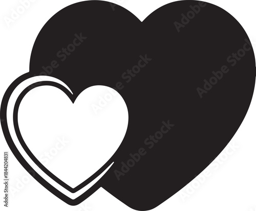Love and Favorite Icon Vector Layered Black and White Hearts