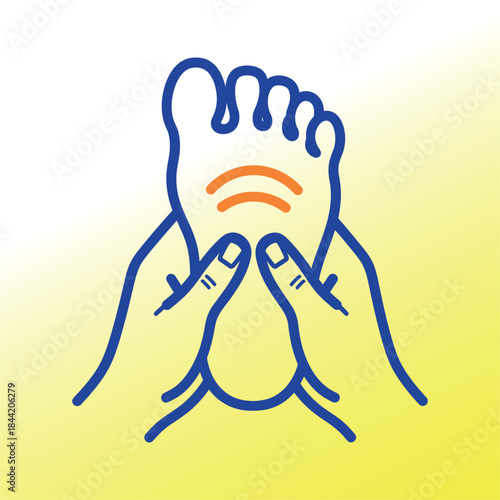 Minimalist line art icon of a foot undergoing massage therapy