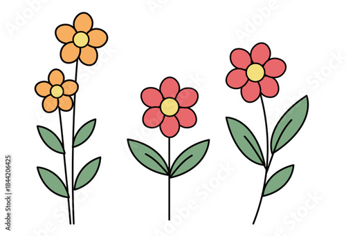 Botanical Flower and Leaf Set Featuring Seasonal Plants, Blossoms, Sprouts, and Decorative Natural Elements