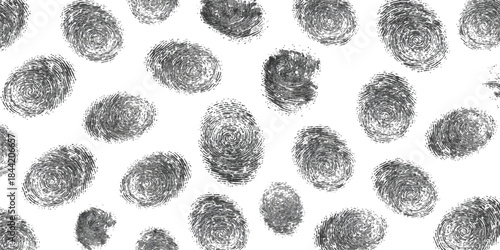 Authentic human fingerprints forming a seamless pattern backdrop isolated on white background