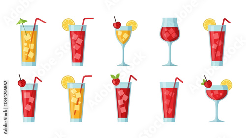 Collection of vibrant and refreshing fruit cocktails and drinks, perfect for parties and celebrations