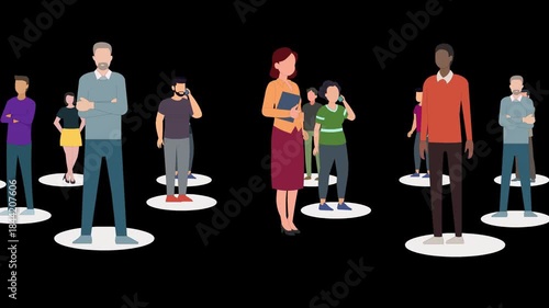 Crowd standing animation with alpha matte