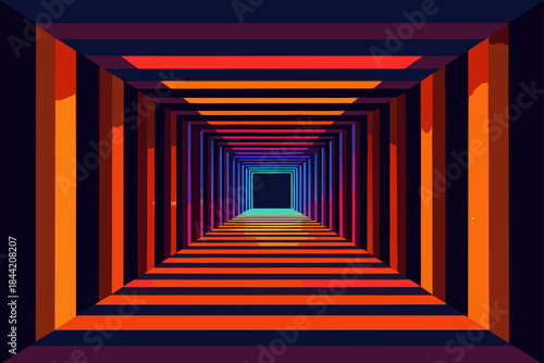 abstract tunnel with red light