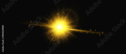 golden light flare and sunburst vector set with realistic optical lens effects and shimmering dust. Ideal for cinematic overlays, dynamic backgrounds, or futuristic UI/UX design. Easily placed on dark