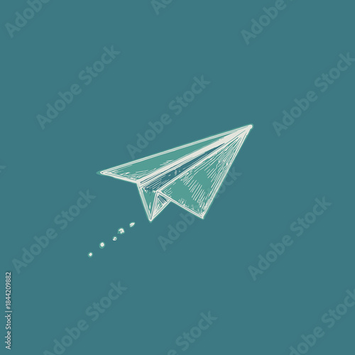 Vector logo of a paper airplane line art monochrome