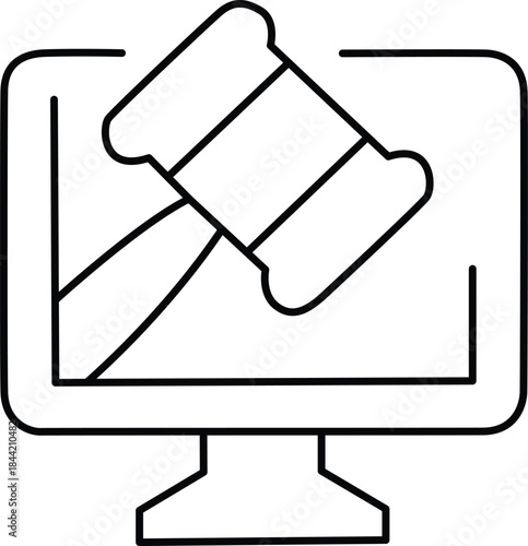 Digital gavel on screen Vector