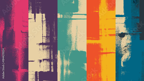 Colorful abstract art with vertical stripes and textured brushstrokes