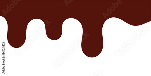 Liquid chocolate dripping effect. Melted chocolate vector illustration. Isolated white background
