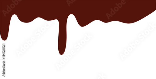 Liquid chocolate dripping effect. Melted chocolate vector illustration. Isolated white background