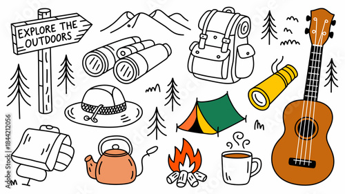 Outdoor Adventure Essentials Illustration
