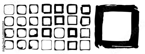 筆で描いた四角のフレームのセット