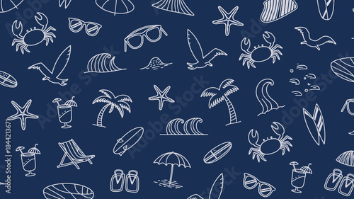 Beach Summer Icons Pattern