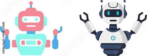 Two modern AI head icons. Sleek vector graphics symbolizing futuristic technology and digital concepts, ideal for user interfaces and innovative design