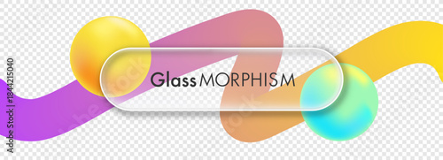 Realistic glassmorphic button on transparent background. UI design element for smartphone interface app, banners, mobile