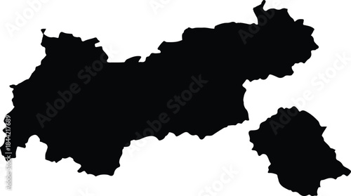 Tyrol historic region map outline silhouette shape in black on transparent background vector illustration