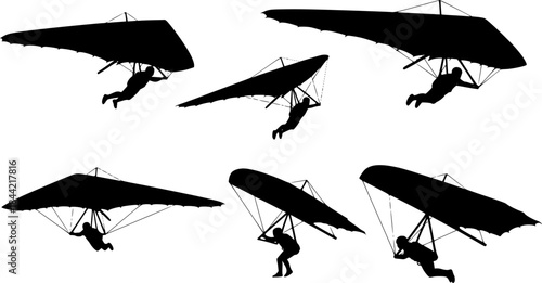 Hang glider silhouettes, Hang gliding silhouette, Hang glider, Hang glider clipart, Hang glider vector