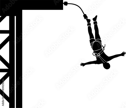 Bungee jumping silhouette, Bungee jumping vector, Bungee jumping, Bungee jumper vector silhouettes