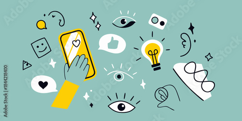 Digital connection and creativity a whimsical illustration of modern communication