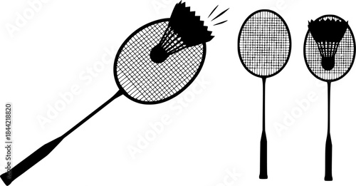 Badminton racket silhouette, Badminton Racket and shuttlecock silhouette, Badminton racket, Badminton racket clipart, Racket silhouette, Shuttlecock silhouette set