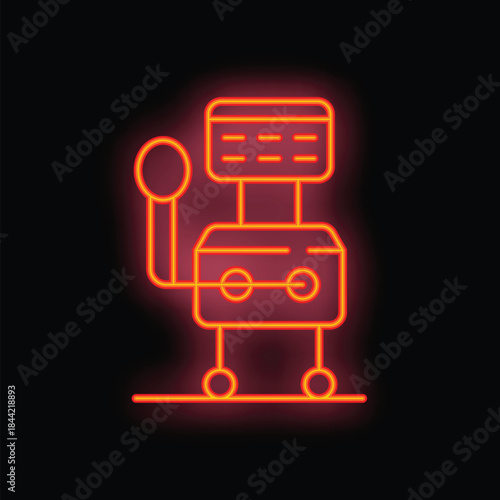 Bright neon sign depicting a medical ventilator, commonly found in hospitals and medical facilities