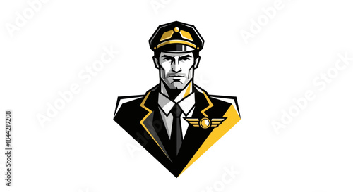 Professional pilot illustration vector graphic in black and yellow colors