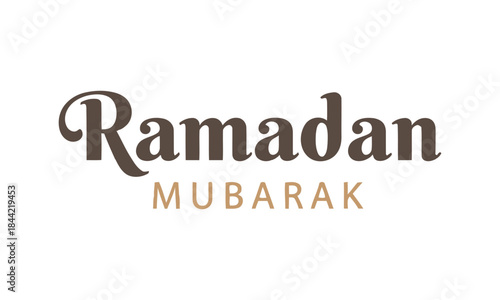 A minimalist design featuring the phrase ramadan mubarak in a stylish brown font for greeting cards and banners