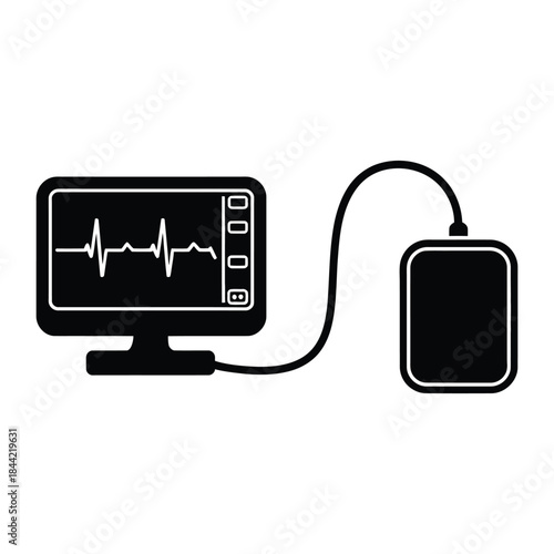 Heartbeat monitor Vector, Silhouette, Illustration