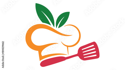 Chef hat with leaf and spatula Vector